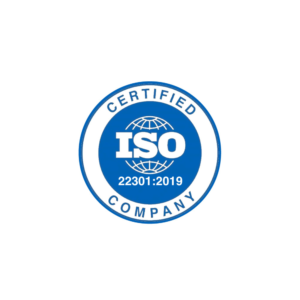 ISO 22301:2019 Certified Company logo.